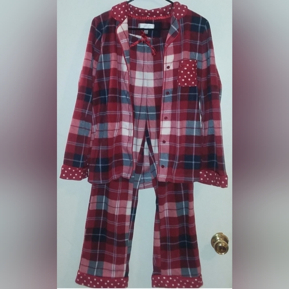 NWOT very soft Carole Hochman pajamas/lounge wear set- plaid and polka-dot - Picture 3 of 8